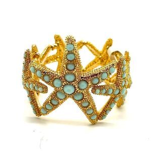 Star Fish Turquoise GoldTone Stretch Bracelet NWT